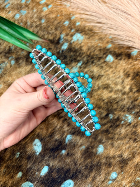 The Turquoise Bead Claw Clip