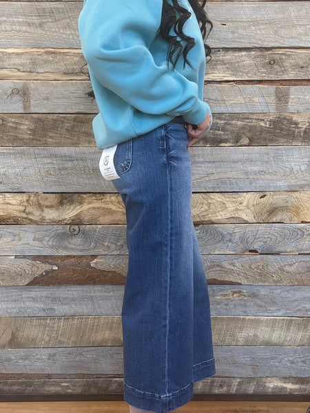 The Ericka High Rise Dark Wide Crop Leg Jeans