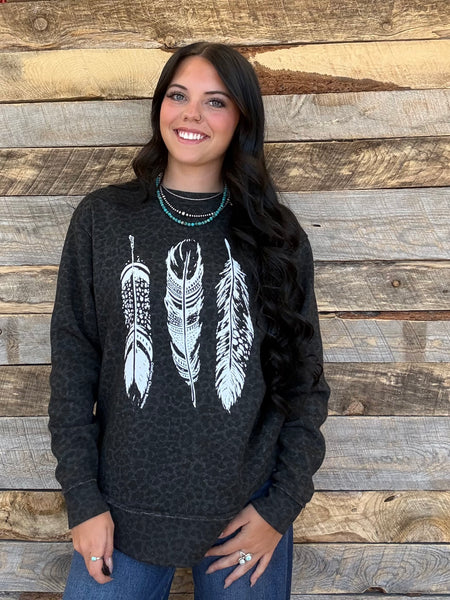 The Feathers Sweatshirt Perfect Cut Black Leopard Sweatshirt