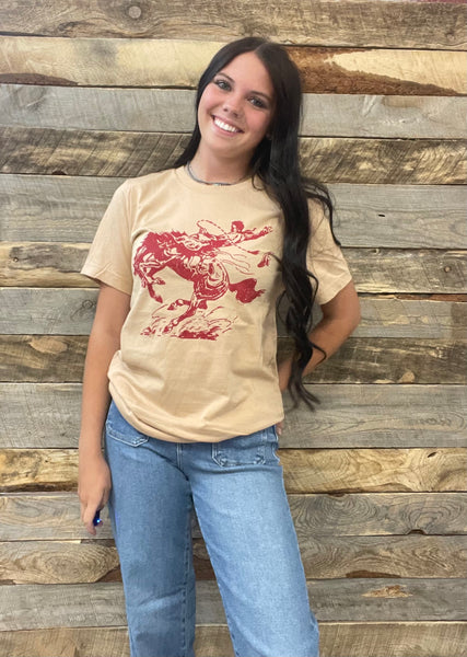 The Big Red Bronc Rider Tee