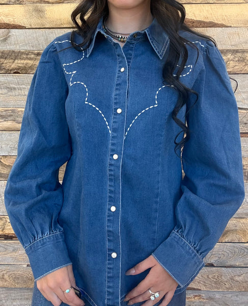 The Make A Mark Dark Denim Top