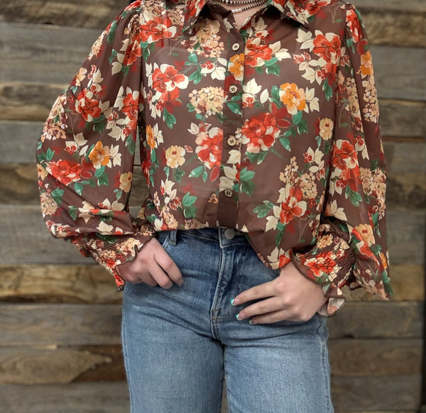 The Floral Mesh Blouse Top