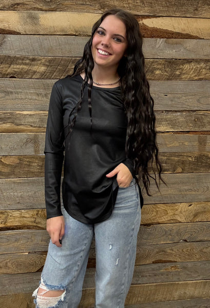 The Long Days Leather Looks Black Top