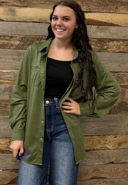 The Leather Days Green Top Cardigan