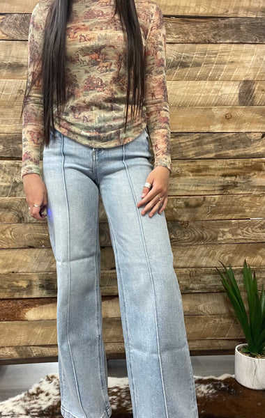 The Sunny High Rise Wide Leg Light Jeans