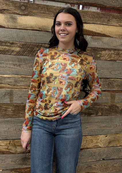 The Vintage Cowgirl Mesh Top