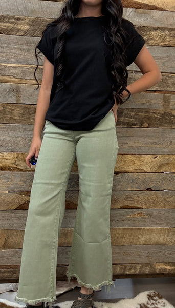 The Josey High Rise Wide Leg Crop Sage Jeans
