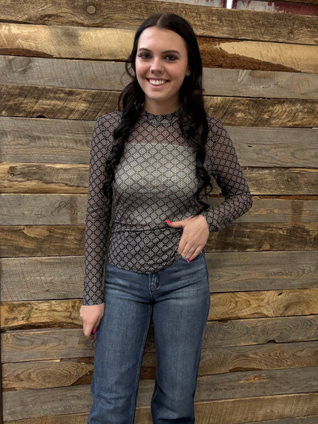 The Diamond Aztec Mesh Top