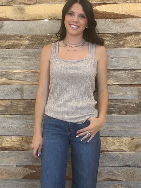The Talk It Up Ash Mocha Tank Top