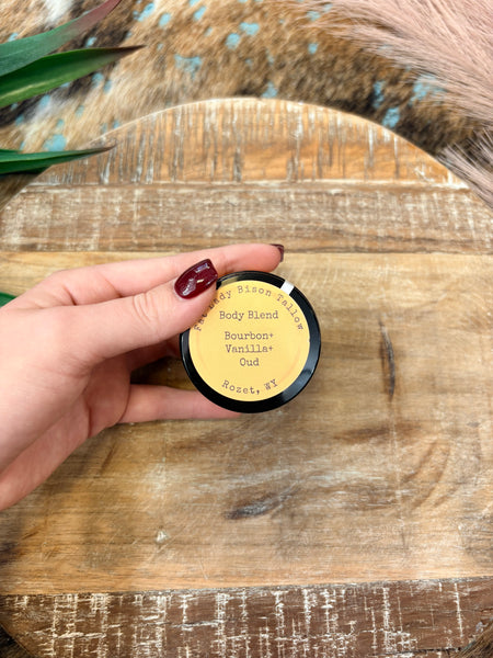 Small Bourbon, Vanilla, and Oud Premium Body Blend Whipped Bison Tallow