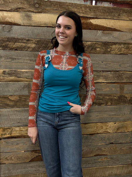 The Look Up Turquoise Buckle Tank Top