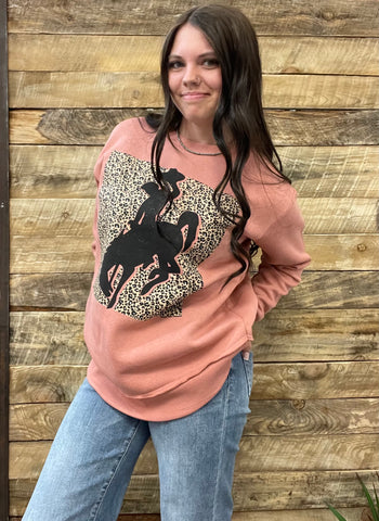 The Leopard Bronc Mauve Sweatshirt