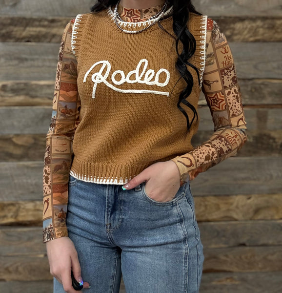 The Square Western Collage Mesh Top