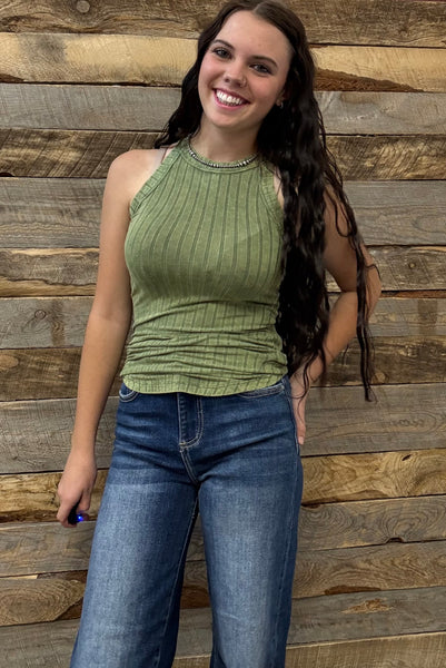 The Remember Those Ash Olive Tank Top