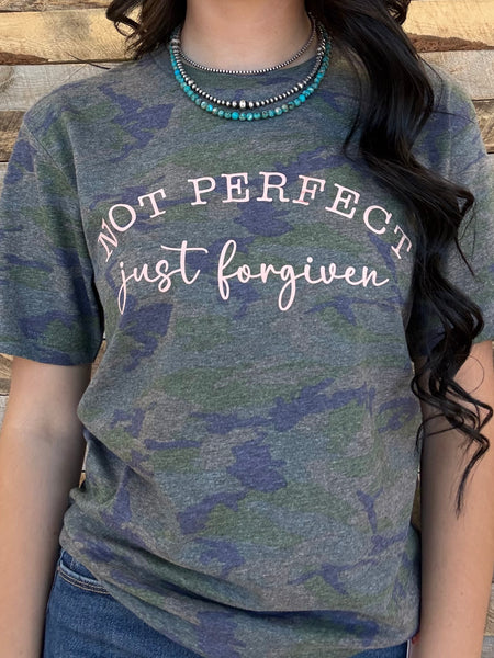 The Not Perfect Just Forgiven Camo Tee
