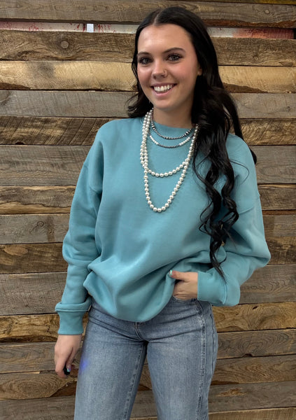 The Right Way There Dusty Teal Sweater