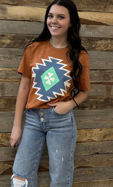The Jackson Aztec Heather Autumn Rust Tee