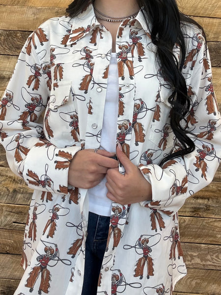 The Roping Cowboy Pearl Snap Top Cardigan