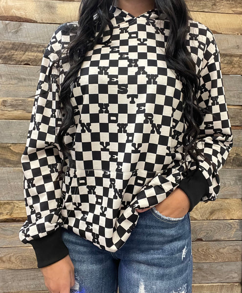 The Howdy Black and White Hooded Sweatshirt