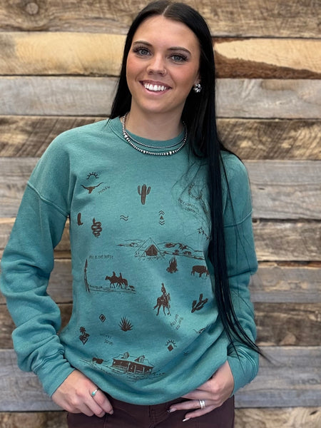 The Western All Over Mineral Dusty Green Sweatshirt