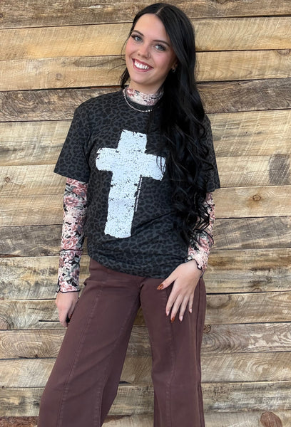 The Cross Leopard Black Tee