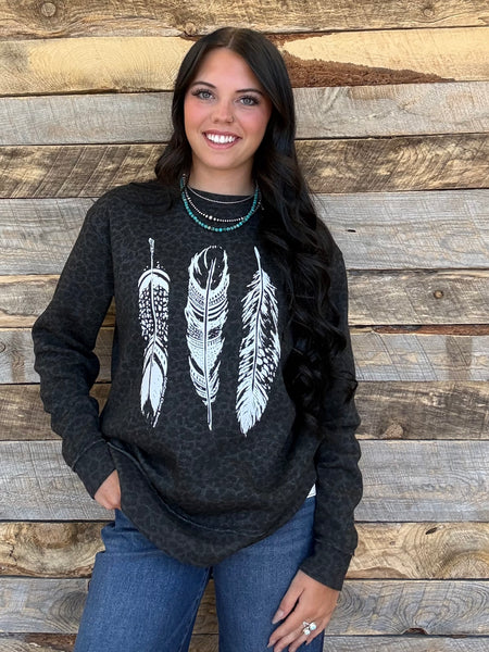 The Feathers Sweatshirt Perfect Cut Black Leopard Sweatshirt