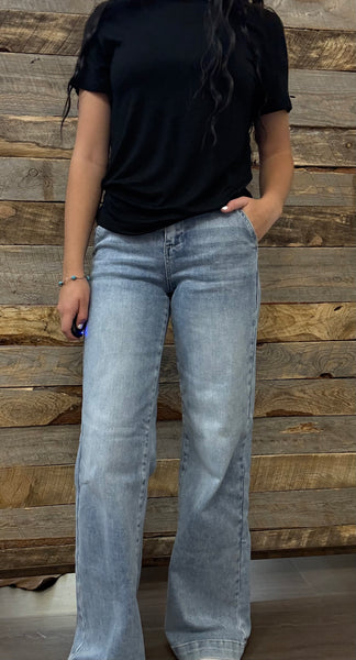 The Julie High Rise Wide Leg Light Jeans