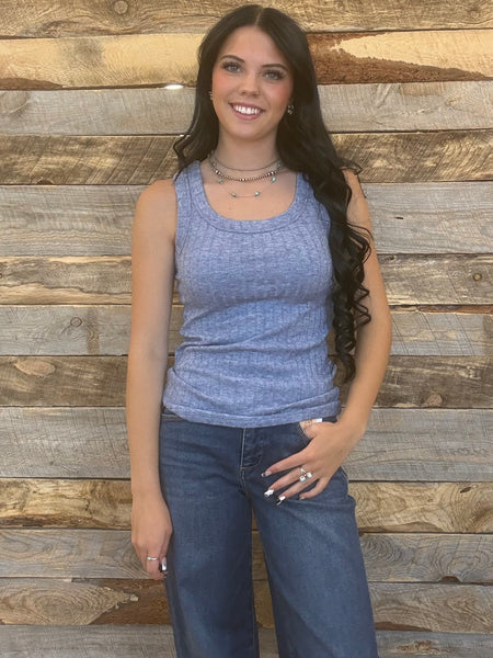 The Talk To Us Light Navy Tank Top