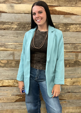 The Just Right Dusty Teal Blazer