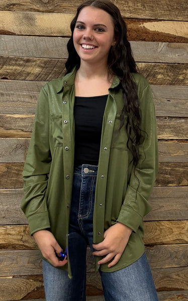 The Leather Days Green Top Cardigan