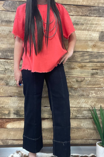 The Chris High Rise Crop Wide Leg Super Dark Jeans
