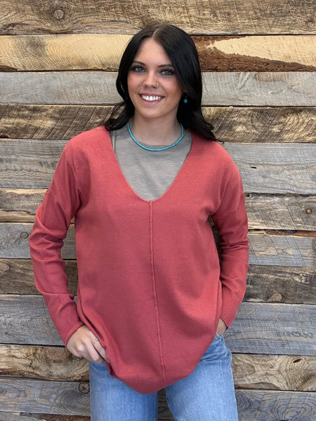 The I Waited Heathered Rust Sweater Top