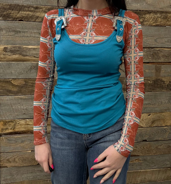 The Look Up Turquoise Buckle Tank Top