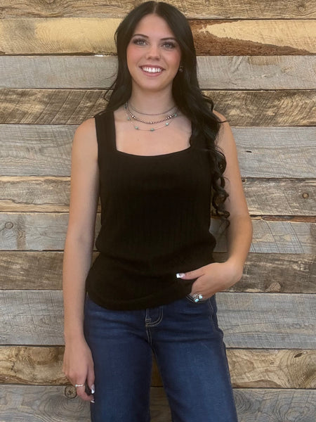 The Talk It Up Black Tank Top