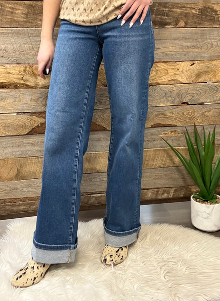 The Lisa Tummy Control High Rise Cuffed Wide Jeans