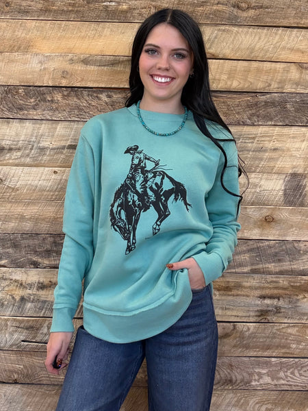 The Bronc Perfect Cut Teal Sweatshirt