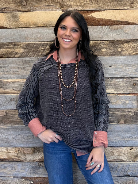 The Do Not Wait Black Cable Sleeve Sweater