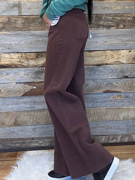 The Whitley Choco Brown Mid Rise Wide Leg