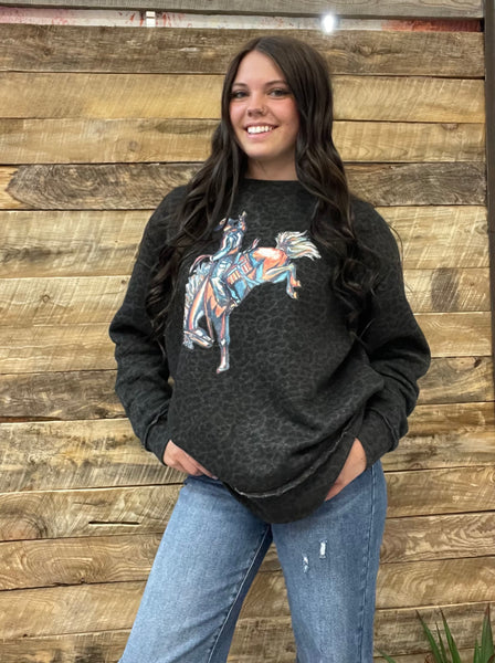 The CrissCross Chaos Bronc Leopard Sweatshirt
