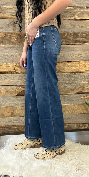 The Harper Tummy Control High Rise Ankle Straight Dark Jean
