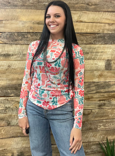 The Floral Boots Mesh Top