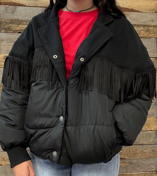 The Talk Fringy Black Jacket