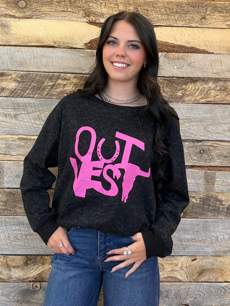 The Out West Acid Wash Black Top