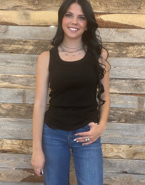 The Talk To Us Black Tank Top