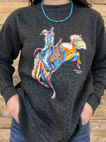 The CrissCross Chaos Bronc Leopard Sweatshirt
