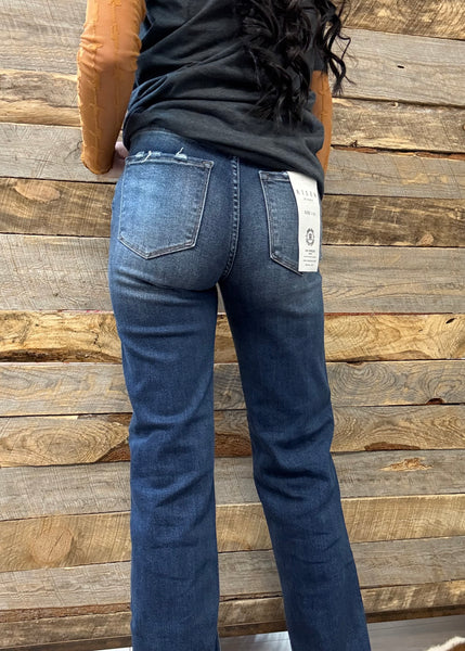The Charlie High Rise Straight Leg Dark Jeans