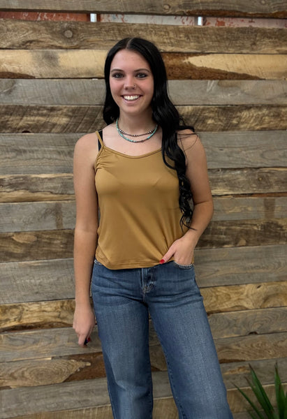 The Dark Mustard Crop Tank Top