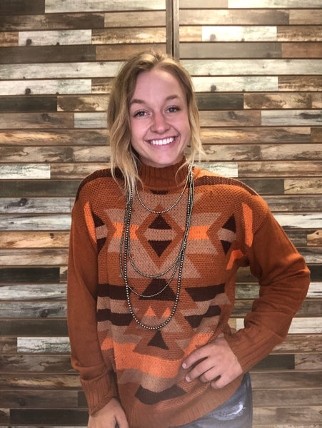 The Best Aztec Rust Sweater