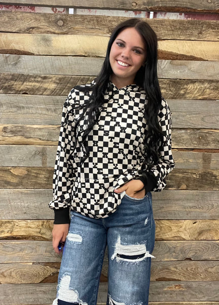 The Howdy Black and White Hooded Sweatshirt