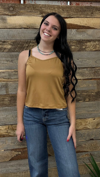 The Dark Mustard Crop Tank Top